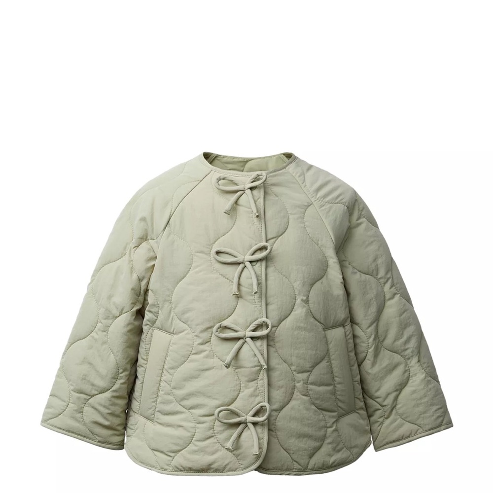Light Sage Quilted Toggle Jacket zara